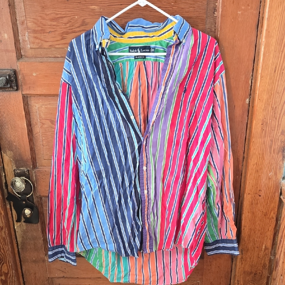 Ralph Lauren Blue and Red Casual Button Down Shirt